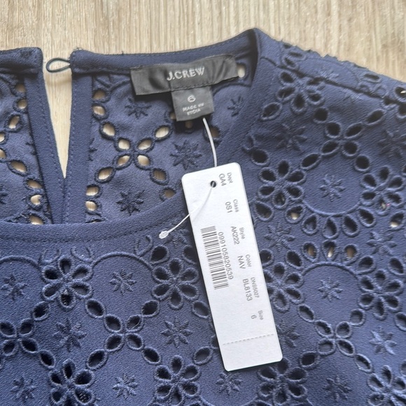 J. Crew Blue Sheath Dress 3/4 Sleeve Crew Neck - Picture 2 of 4